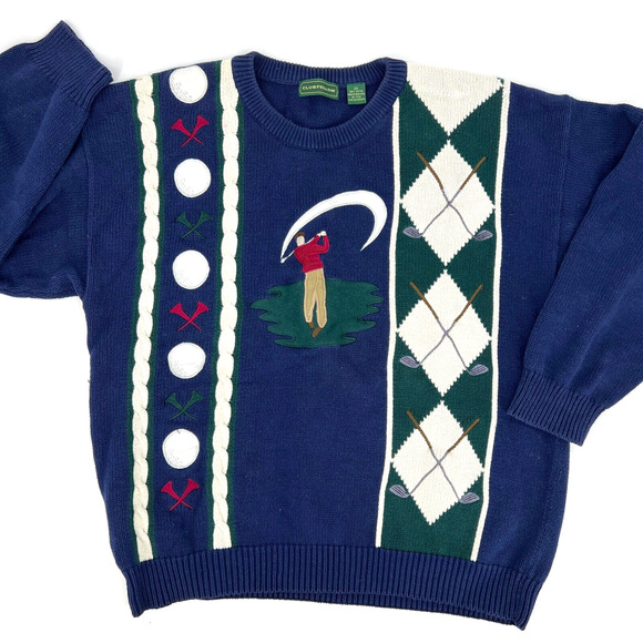 Vintage 90s Clubfellow 100% Cotton Golf Sweater Size 2XL - Picture 2 of 10
